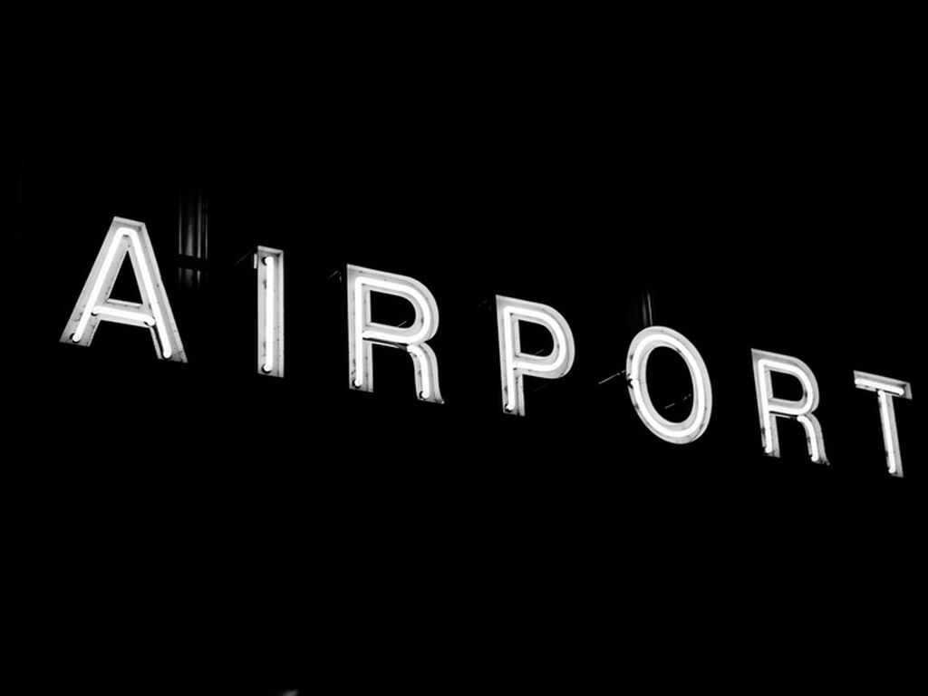 Sign airport neon illuminated area large